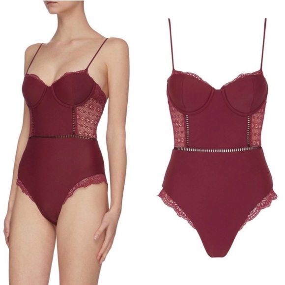 NWT Jonathan Simkhai Lace Bustier One Piece Swimsuit - Picture 2 of 10